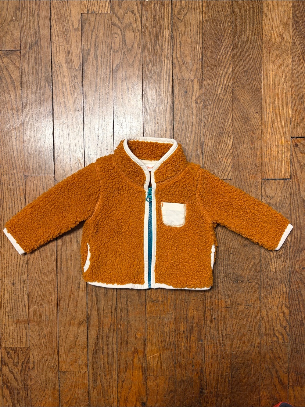 Cat & Jack Rust Orange Sherpa Baby Jacket with Cream Trim